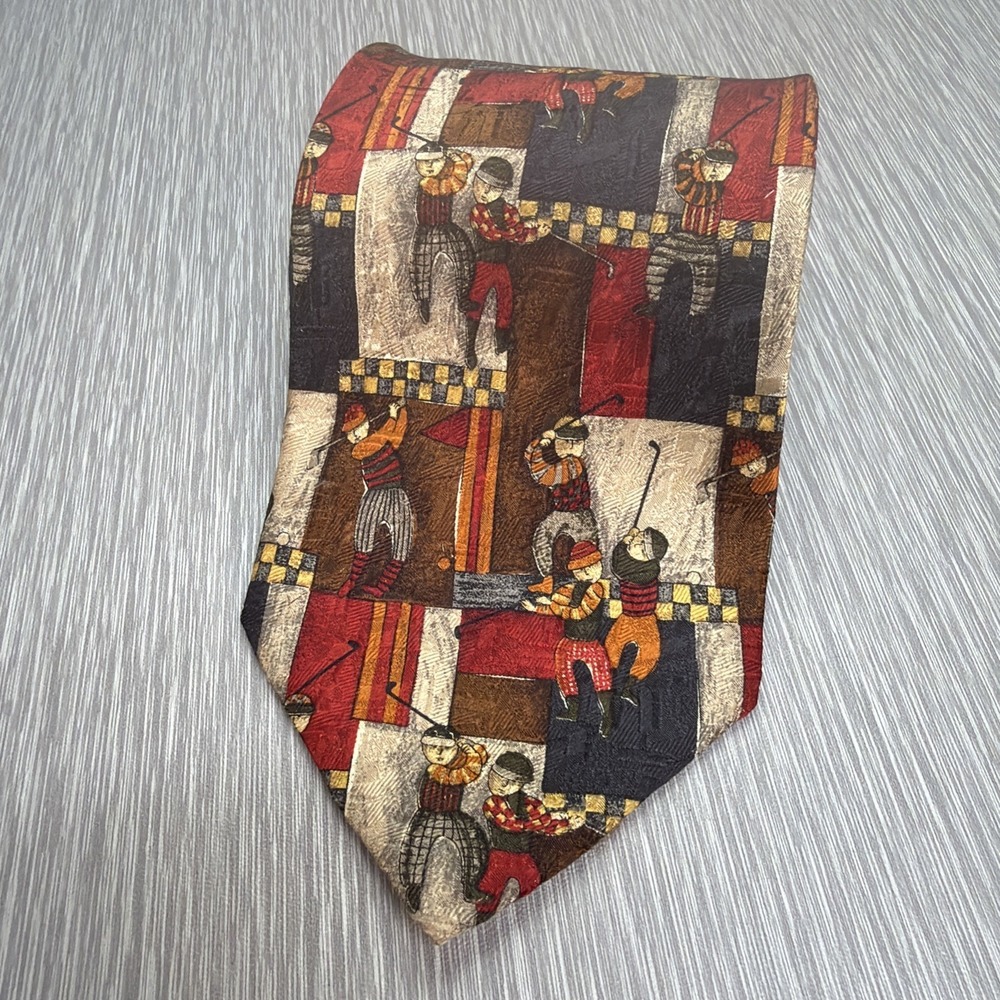 Ermenegildo Zegna Silk Golf Print‎ Tie Luxury Designer Mens Necktie